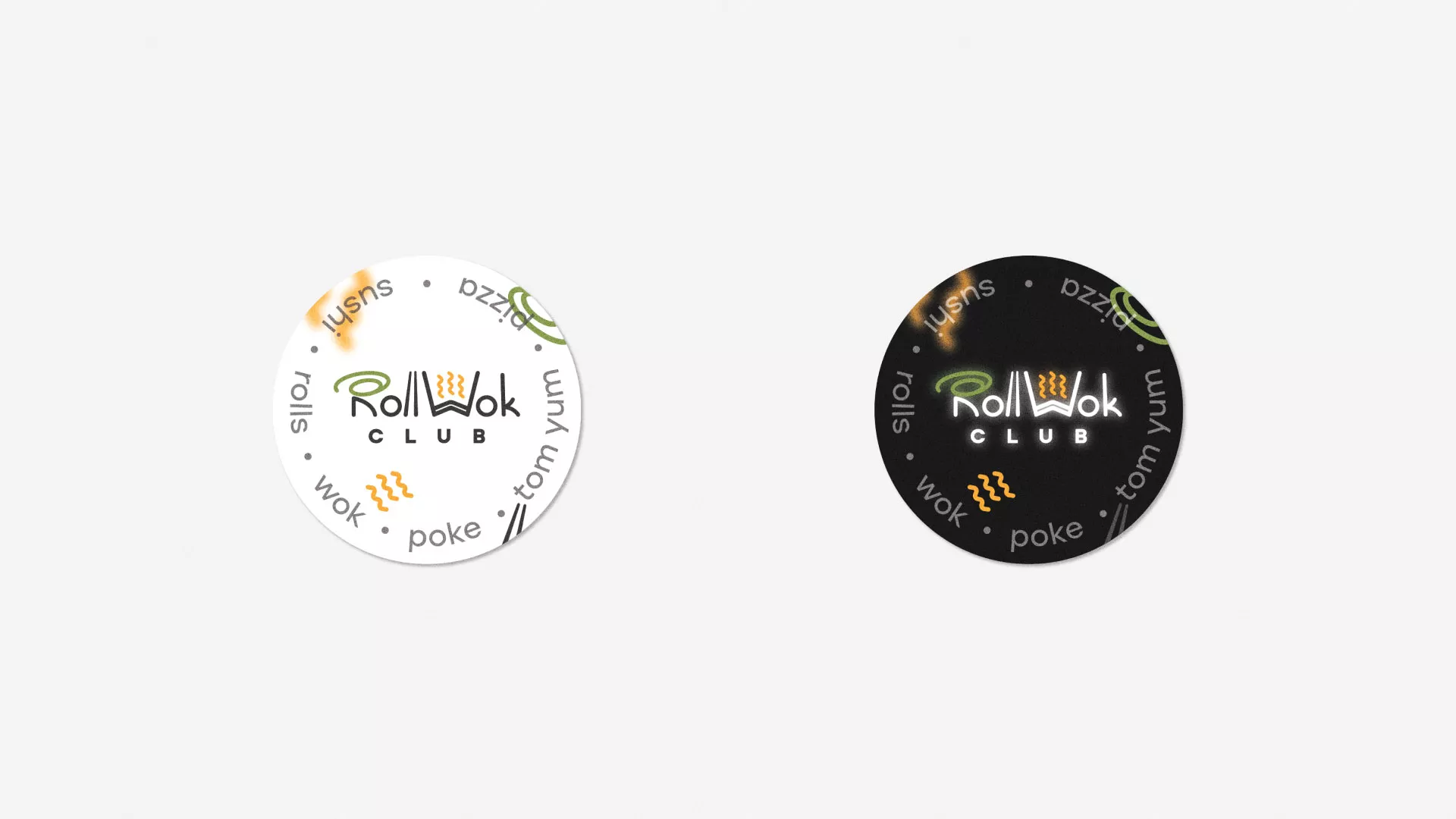 Разработка наклеек для суши-бара «Roll Wok Club» в Орехово-Зуево